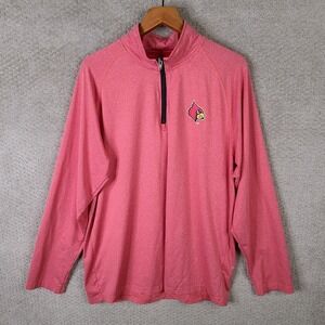Louisville Cardinals Pullover Mens XL Red 1/4‎ Zip Champion NCAA Basketball